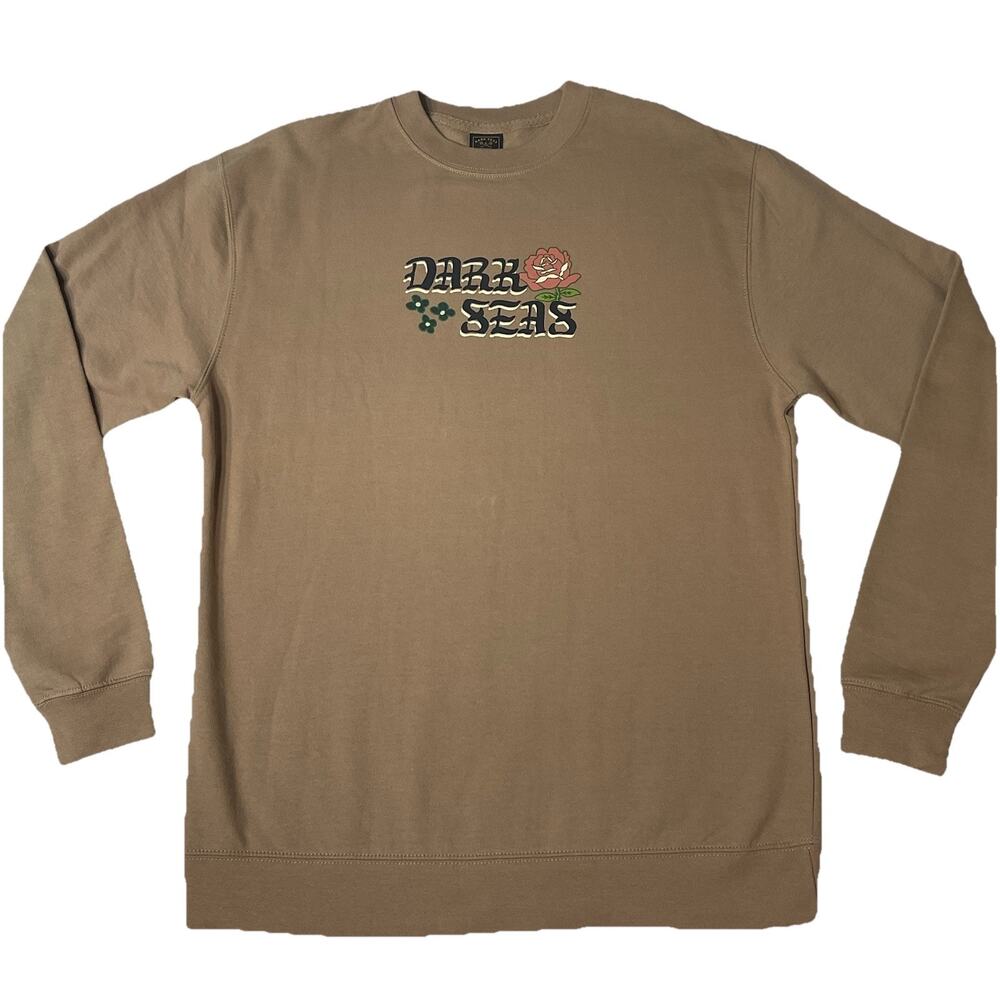 Dark seas crewneck sweater men’s Brown Floral Large Go To heavyweight LS NWT